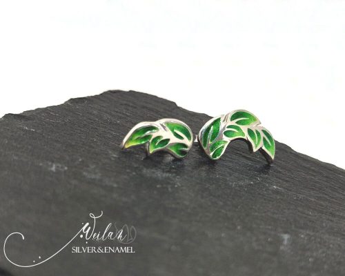 Leaf - Laurus / Babér ezüst tűzzománc fülbevaló 