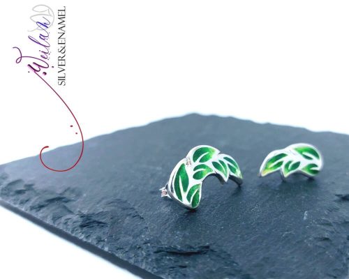 Leaf - Laurus / Babér ezüst tűzzománc fülbevaló