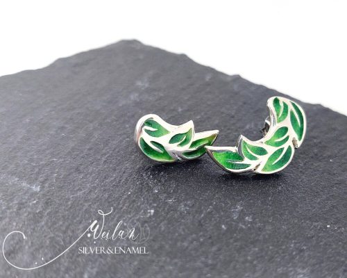 Leaf - Laurus / Babér ezüst tűzzománc fülbevaló