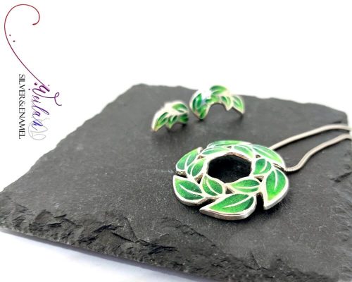 Leaf - Laurus / Babér ezüst tűzzománc szett