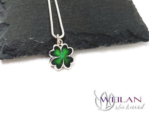 Négylevelű lóhere ezüst tűzzománc medál