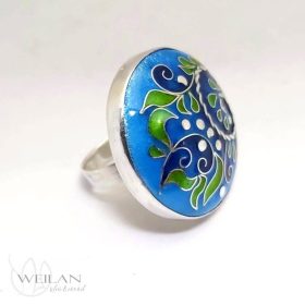 Elf - colisonne tűzzománc gyűrű ezüst foglalatban OG