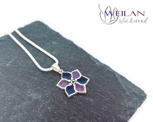 Clematis ezüst tűzzománc medál