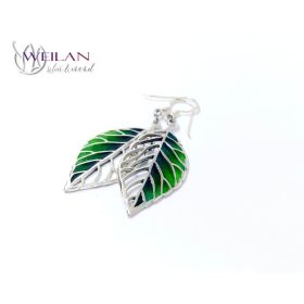 Leaf - Fagus / Bükk ezüst tűzzománc ajour fülbevaló OG