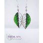 Fagus / Bükk - ezüst tűzzománc ajour fülbevaló (zöld)