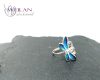 Dragonfly - 925 sterling Silver Enamel Ring (turquoise blue) - size 59