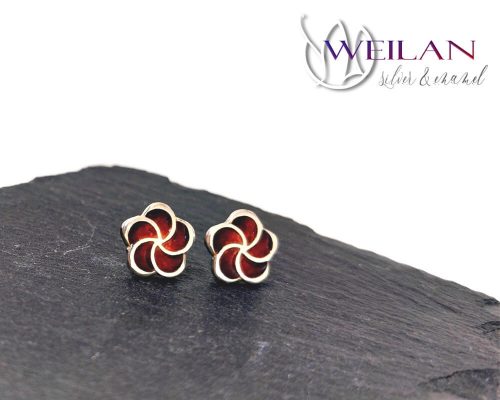 Karnevál - Virág ezüst tűzzománc fülbevaló 