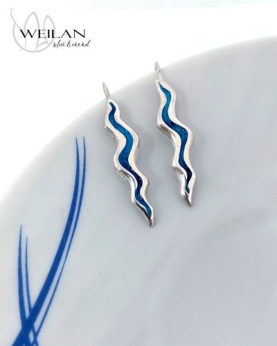Wave ezüst tűzzománc fülbevaló 