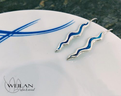 Wave ezüst tűzzománc fülbevaló