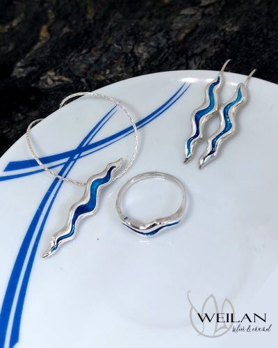 Wave ezüst tűzzománc ékszerszett