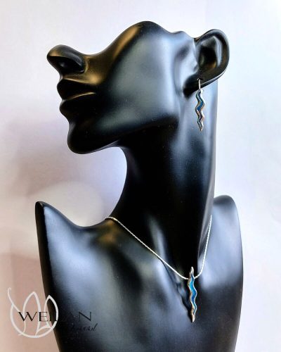 Wave ezüst tűzzománc szett viselése