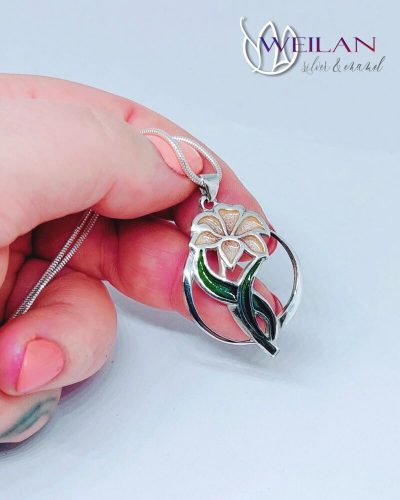 Liliom - ezüst tűzzománc medál