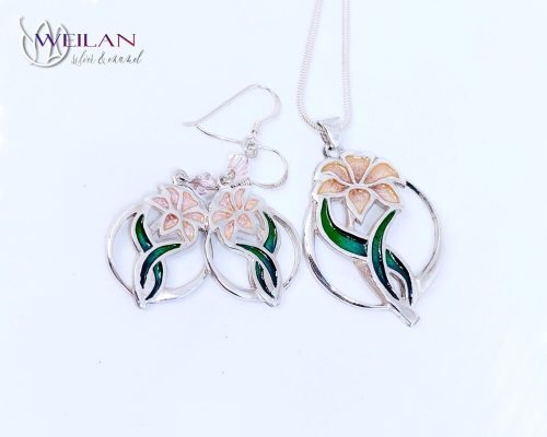 Flora - Liliom ezüst tűzzománc szett