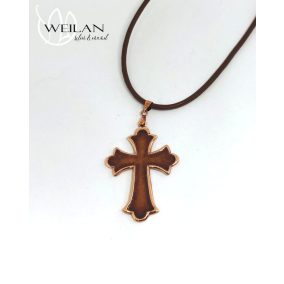 Klasszikus bronz tűzzománc kereszt medál, tűzzománc feszület OG