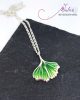 Leaf - Ginkgo Biloba - ezüst tűzzománc medál, ezüst láncon