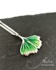 Leaf - Ginkgo Biloba - ezüst tűzzománc medál, ezüst láncon, egyedi ékszer
