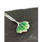 Leaf - Ginkgo Biloba - ezüst tűzzománc medál, ezüst láncon, egyedi ékszer