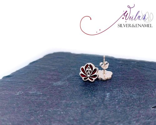 Tradició - Matyó - Rózsa ezüst tűzzománc fülbevaló, stiftes