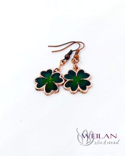 Négylevelű lóhere ezüst tűzzománc fülbevaló