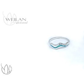 Wave - 925 sterling Silver Enamel Ring (blue - green)