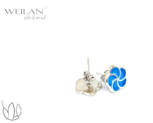 Karnevál - Virág ezüst tűzzománc fülbevaló 