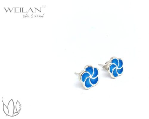 Karnevál - Virág ezüst tűzzománc fülbevaló oldalról