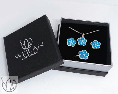 Karnevál - Virág ezüst tűzzománc szett WEILAN díszdobozban