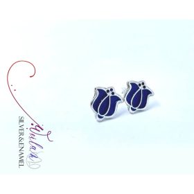 Tradició - Matyó - Tulipán ezüst tűzzománc fülbevaló, stiftes