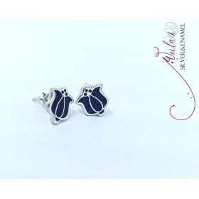 Tradició - Matyó - Tulipán ezüst tűzzománc fülbevaló, stiftes