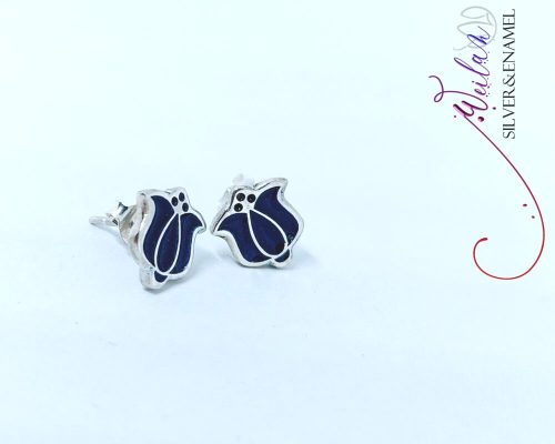 Tradició - Matyó - Tulipán ezüst tűzzománc fülbevaló, stiftes