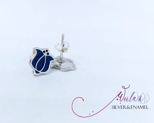 Tradició - Matyó - Tulipán ezüst tűzzománc fülbevaló, stiftes