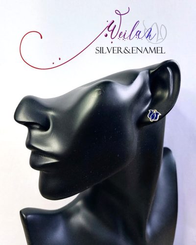 Tradició - Matyó - Tulipán ezüst tűzzománc fülbevaló viselése