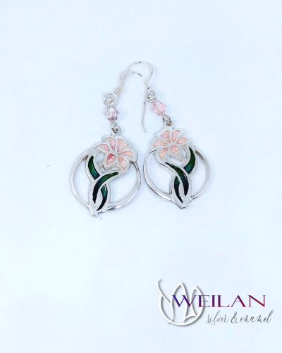 Flora - Liliom ezüst tűzzománc fülbevaló