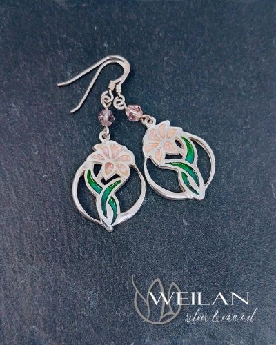 Flora - Liliom ezüst tűzzománc fülbevaló