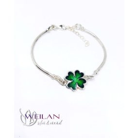 Négylevelű lóhere ezüst tűzzománc medál