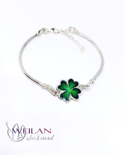 Négylevelű lóhere ezüst tűzzománc medál