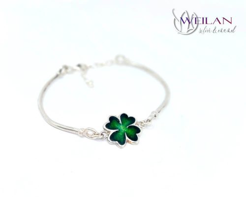 Négylevelű lóhere ezüst tűzzománc medál