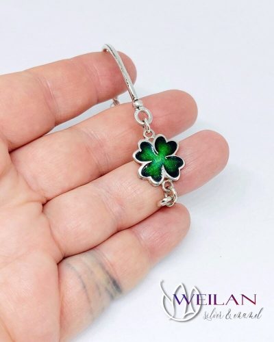 Négylevelű lóhere ezüst tűzzománc medál