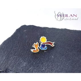   A kis herceg - aszimmetrikus ezüst tűzzománc stiftes fülbevaló (piros sállal)