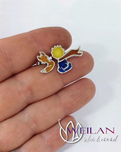 A kis herceg, aszimmetrikus ezüst tűzzománc fülbevaló