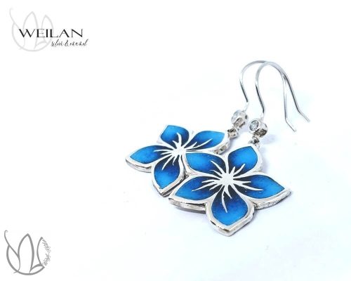 Flora - Cseresznyevirág ezüst tűzzománc fülbevaló