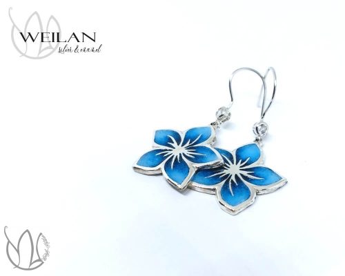 Flora - Cseresznyevirág ezüst tűzzománc fülbevaló