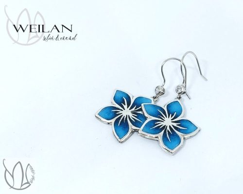 Flora - Cseresznyevirág ezüst tűzzománc fülbevaló