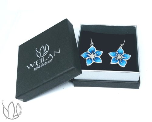 Flora - Cseresznyevirág ezüst tűzzománc fülbevaló Weilan díszdobozban