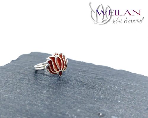 Kalocsai - Tulipán ezüst tűzzománc gyűrű