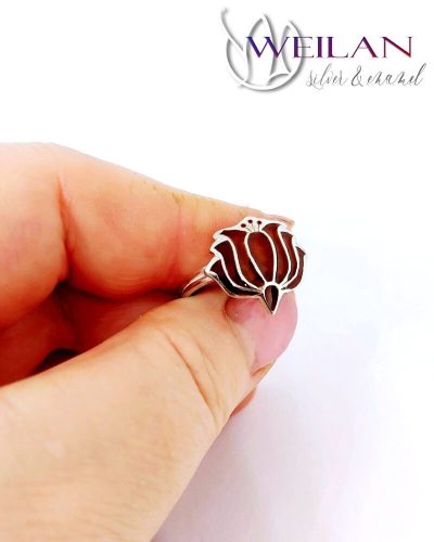 Kalocsai - Tulipán ezüst tűzzománc gyűrű