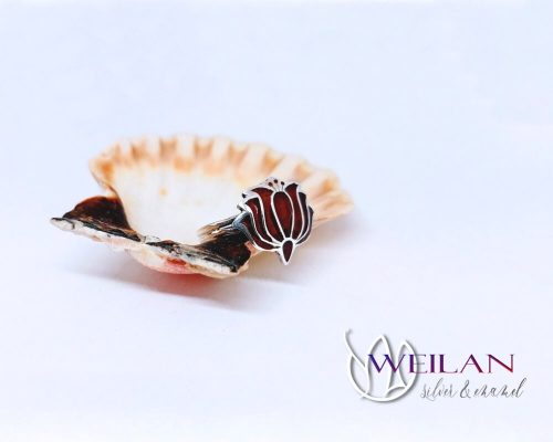 Kalocsai - Tulipán ezüst tűzzománc gyűrű