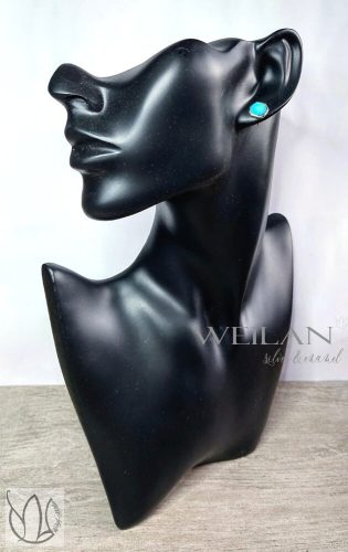 Karnevál - Sokszögletű kör ezüst tűzzománc "pöttyfülbevaló"  viselése