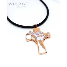 Krisztus arca, bronz tűzzománc kereszt medál, tűzzománc feszület OG