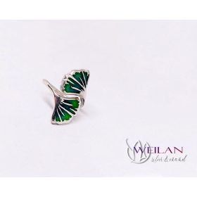 Leaf - Ginkgo Biloba - ezüst tűzzománc gyűrű